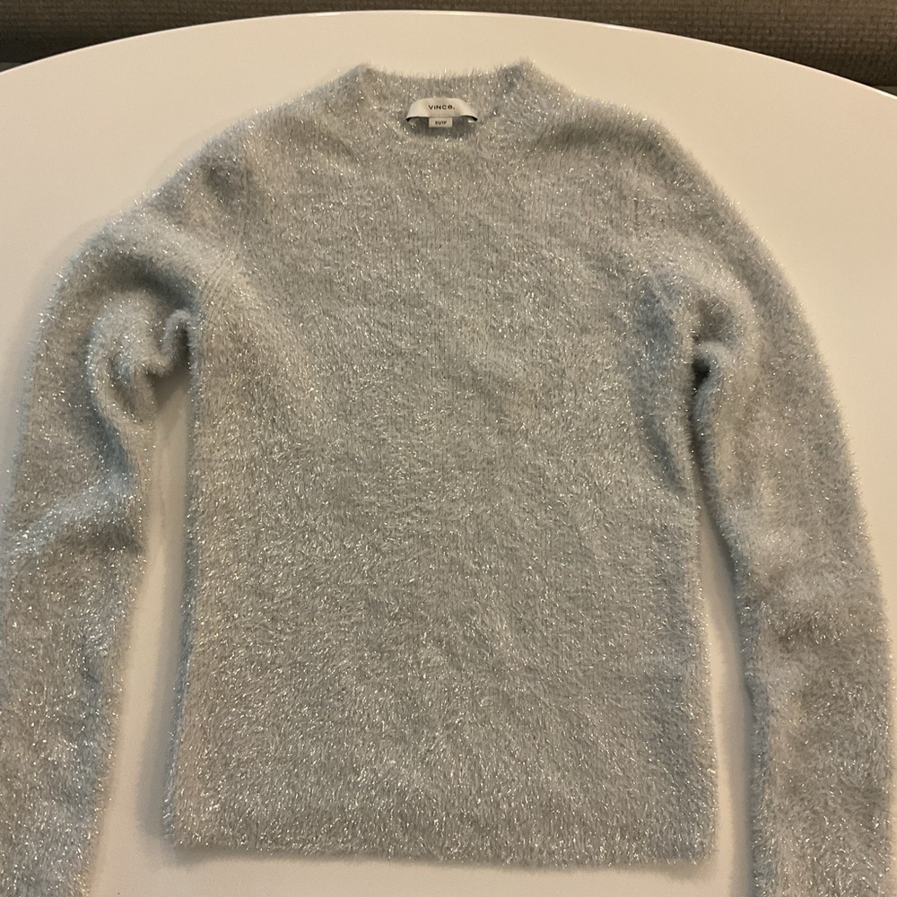 Vince Light Gray Fuzzy Sweater
